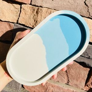 Sea Wave Concrete oval tray Jewelry Vanity Tray Bathroom Tray 7inch